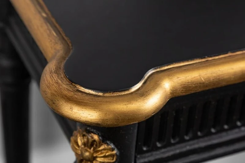 Casa Padrino Barock Konsole Schwarz / Gold 125 x 40 x H. 75,5 cm - Antik Stil Konsolentisch - Wohnzimmer Möbel im Barockstil - Barock Möbel