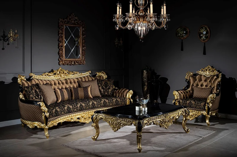 Casa Padrino Luxus Barock Sofa Braun / Schwarz / Gold 260 x 110 x H. 117 cm - Prunkvolles Wohnzimmer Sofa mit dekorativen Kissen - Edle Barock Möbel