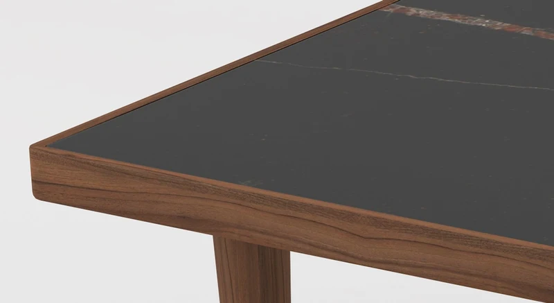 Casa Padrino Luxus Couchtisch Braun / Schwarz 130 x 70 x H. 45 cm - Moderner rechteckiger Massivholz Wohnzimmertisch mit Marmorplatte - Luxus Möbel