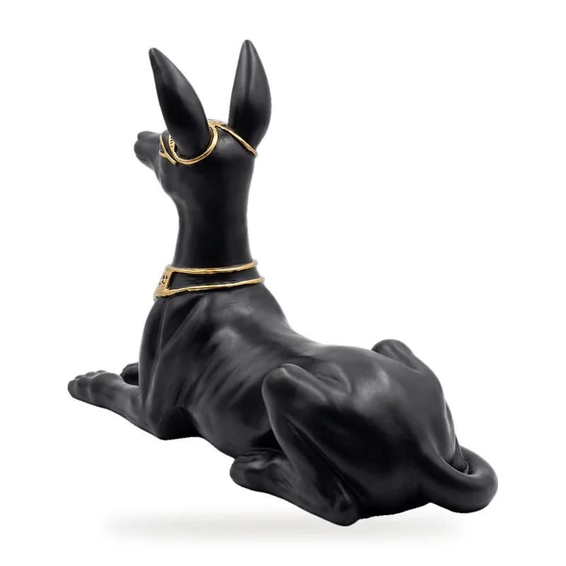 Casa Padrino Deko Skulptur Anubis Hund Schwarz / Gold 122 x H. 52 cm - Wetterbeständige Ägyptische Dekofigur - Deko Accessoires