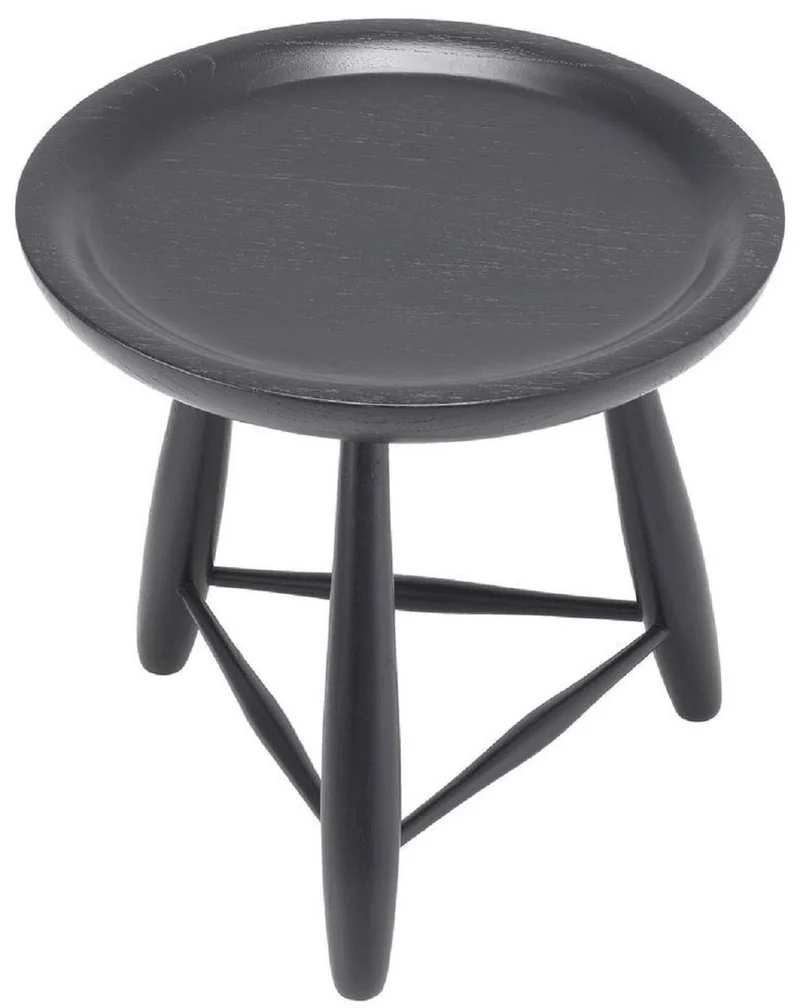 Casa Padrino Luxus Massivholz Beistelltisch Schwarz Ø 38 x H. 44 cm - Runder Mindiholz Tisch - Luxus Wohnzimmer Möbel