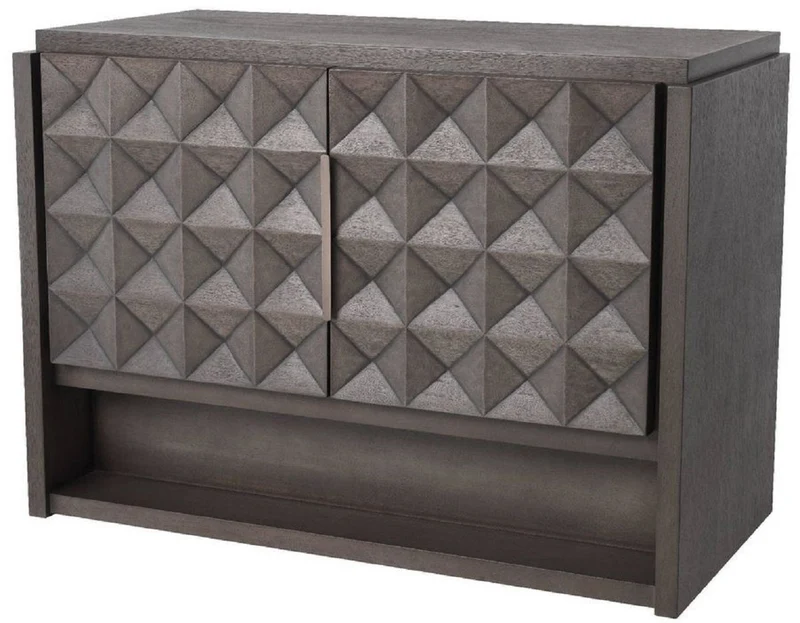 Casa Padrino Luxus Sideboard Mokkafarben / Bronze 115 x 56 x H. 83 cm - Massivholz Schrank mit 2 Türen und 3D Effekt in den Fronten - Luxus Möbel