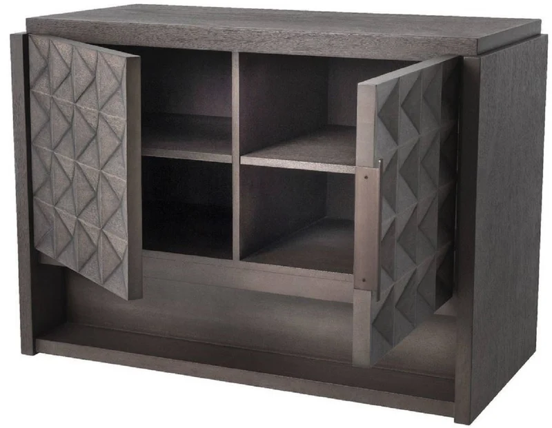 Casa Padrino Luxus Sideboard Mokkafarben / Bronze 115 x 56 x H. 83 cm - Massivholz Schrank mit 2 Türen und 3D Effekt in den Fronten - Luxus Möbel