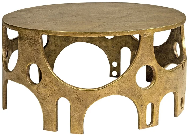 Casa Padrino Designer Aluminium Couchtisch Bronzefarben Ø 70,5 x H. 34 cm - Runder Wohnzimmertisch - Wohnzimmer Möbel - Luxus Kollektion