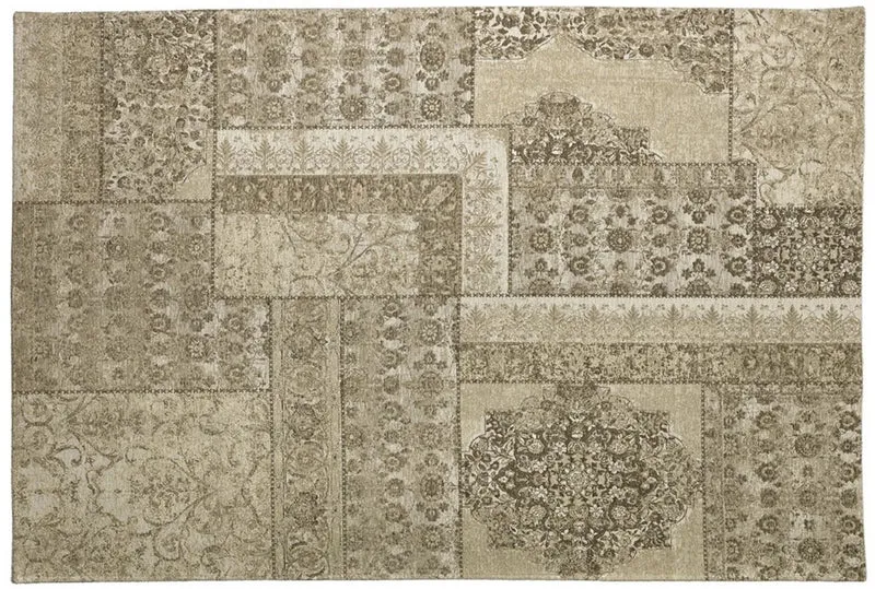 Casa Padrino Luxus Baumwoll Teppich Beige - Verschiedene Größen - Rechteckiger Wohnzimmer Teppich mit Relief Struktur und verwaschenem Used Look - Luxus Qualität