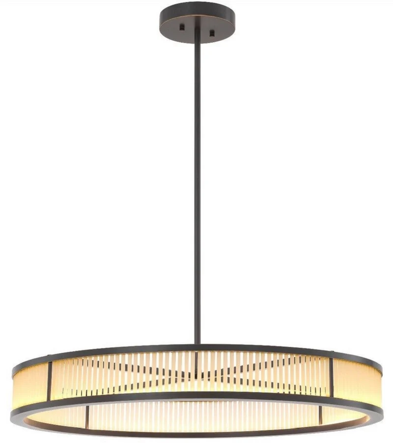 Casa Padrino Luxus LED Kronleuchter Bronzefarben / Weiß Ø 90 x H. 15 cm - Moderner runder dimmbarer Kronleuchter - Luxus Qualität