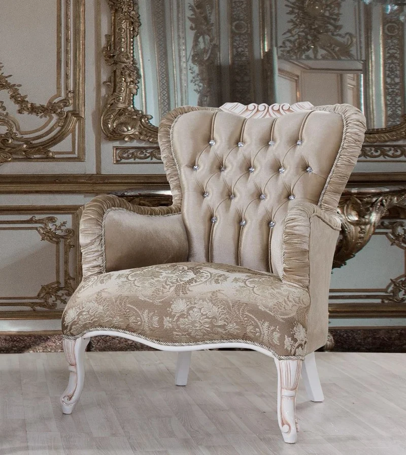 Casa Padrino Barock Wohnzimmer Set Braun / Weiß / Beige - 2 Sofas & 2 Sessel & 1 Couchtisch - Wohnzimmer Möbel im Barockstil