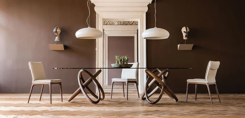 Casa Padrino Designer Esstisch Braun 300 x 120 x H. 75 cm - Moderner ovaler Esszimmertisch mit Glasplatte - Esszimmer Möbel - Luxus Qualität - Made in Italy