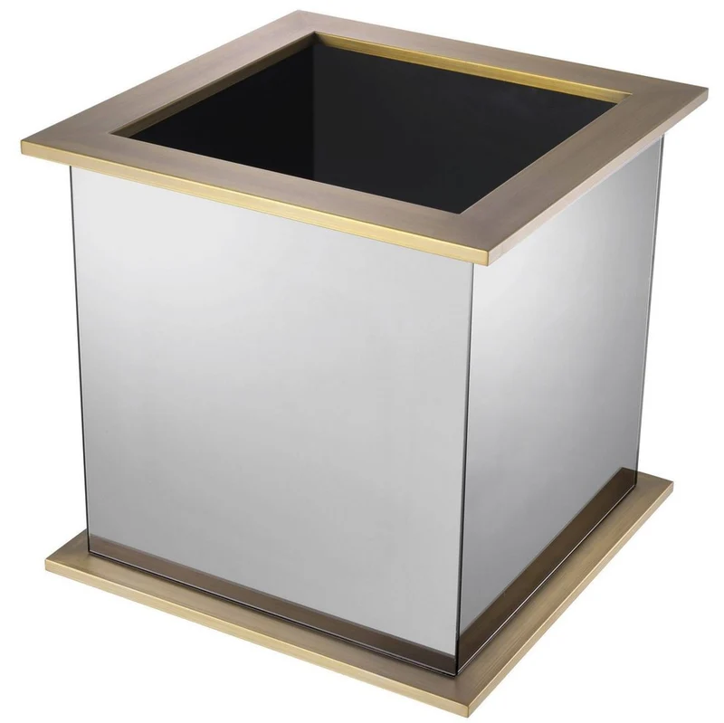 Casa Padrino Luxus Blumentopf Messingfarben / Grau 50 x 50 x H. 49 cm - Verspiegelter Edelstahl Pflanzentopf - Luxus Kollektion