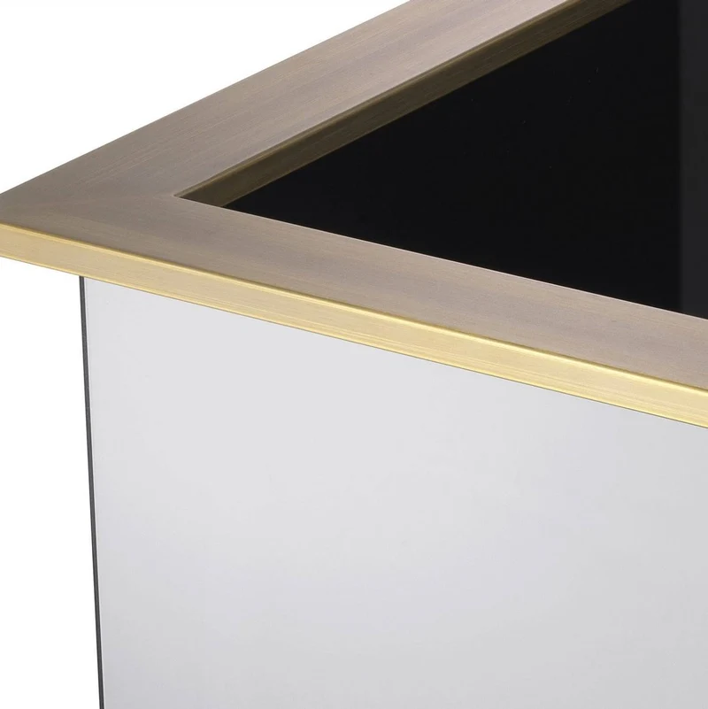 Casa Padrino Luxus Blumentopf Messingfarben / Grau 50 x 50 x H. 49 cm - Verspiegelter Edelstahl Pflanzentopf - Luxus Kollektion