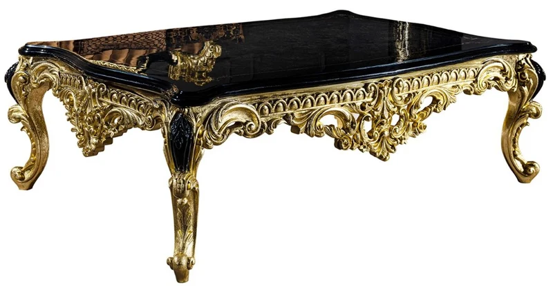 Casa Padrino Luxus Barock Wohnzimmer Set Braun / Schwarz / Gold - 2 Sofas & 2 Sessel & 1 Couchtisch - Prunkvolle Wohnzimmer Möbel im Barockstil