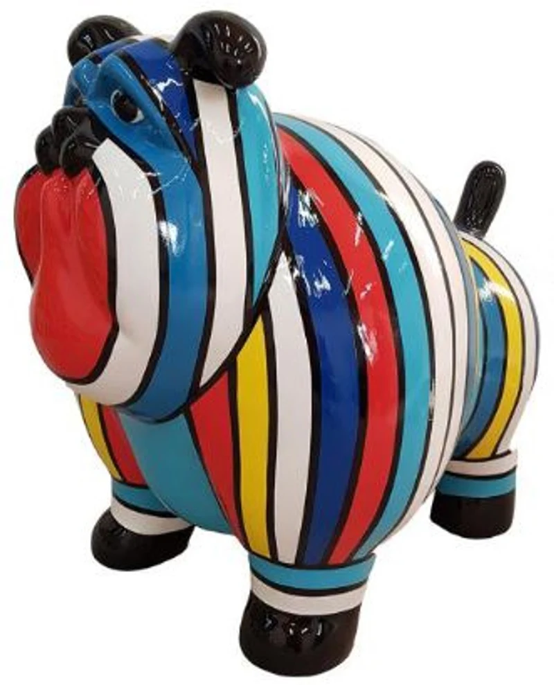 Casa Padrino Designer Dekofigur Alter Hund Mehrfarbig Gestreift 75 x H. 63 cm - Wetterbeständige Deko Skulptur - Wohnzimmer Deko - Garten Deko - Designer Deko Tierfigur