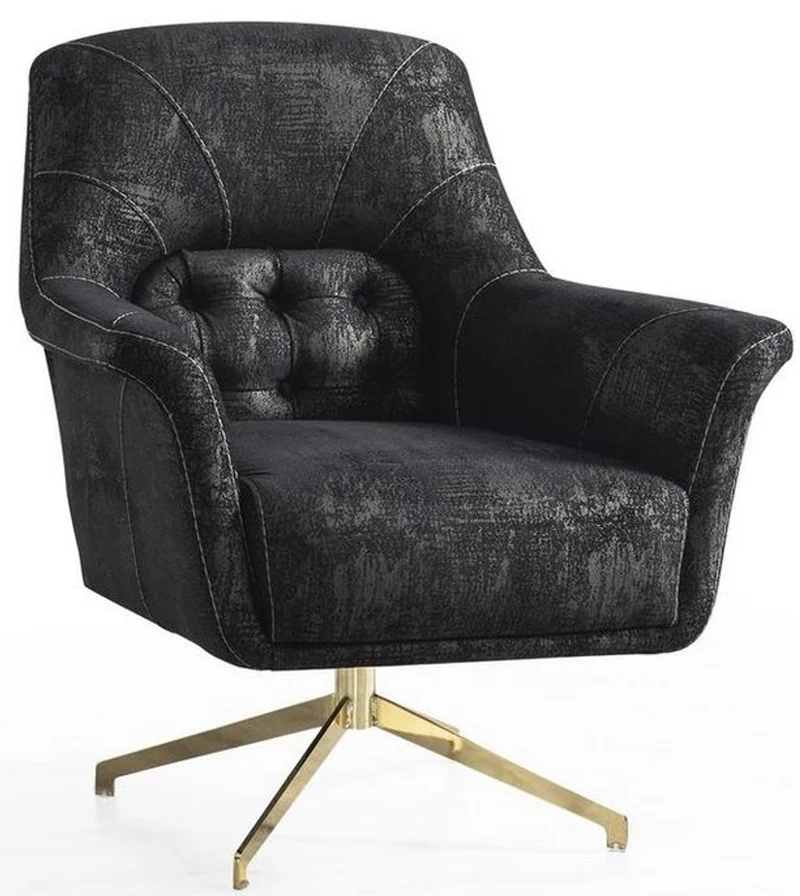 Casa Padrino Luxus Art Deco Chesterfield Wohnzimmer Set Schwarz / Blau / Weiß - 2 Sofas & 2 Drehsessel & 1 Couchtisch - Edle Wohnzimmer Möbel
