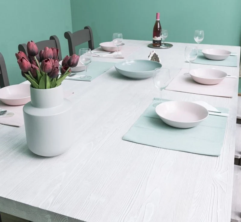 Casa Padrino Landhausstil Esszimmer Möbel Set Hellgrau / Grau - 1 Esstisch & 6 Esszimmerstühle - Massivholz Esszimmer Möbel - Landhausstil Möbel