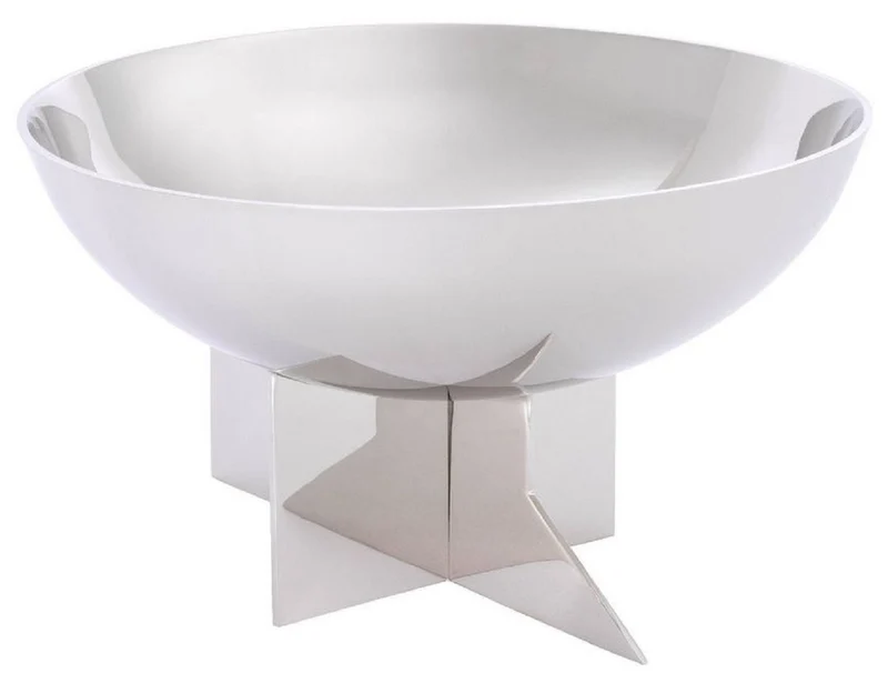Casa Padrino Designer Edelstahl Schüssel Silber Ø 25 x H. 15 cm - Edle Deko Obstschale - Hotel & Restaurant Accessoires