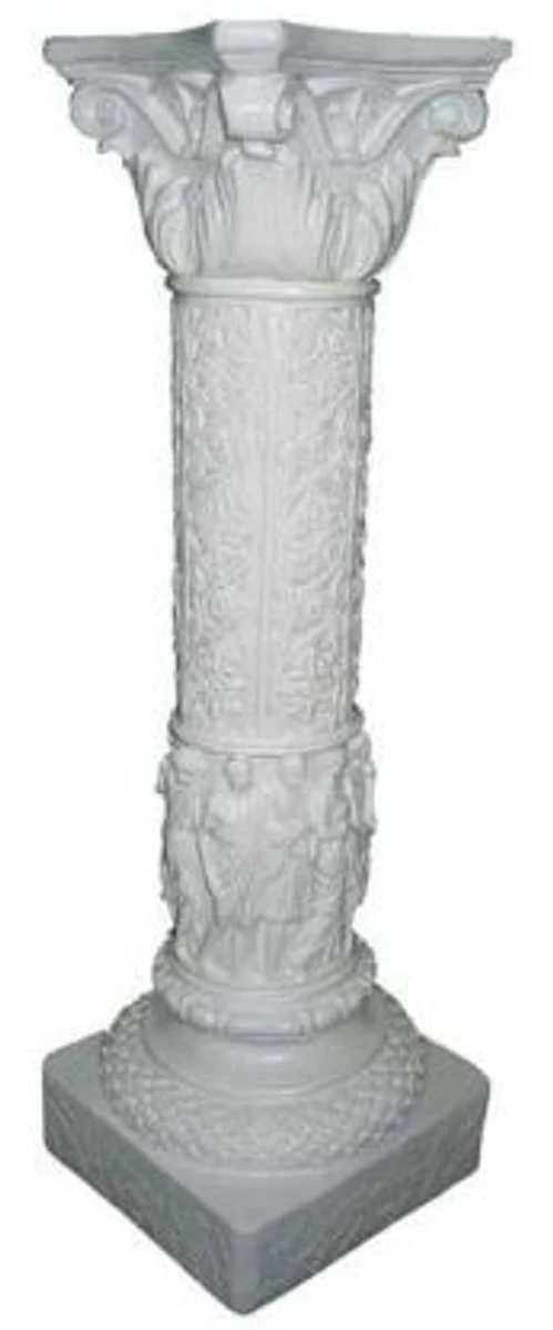 Casa Padrino Barock Säule Weiß 31 x 31 x H. 76,5 cm - Edle Wohnzimmer Deko Säule - Deko Accessoires im Barockstil