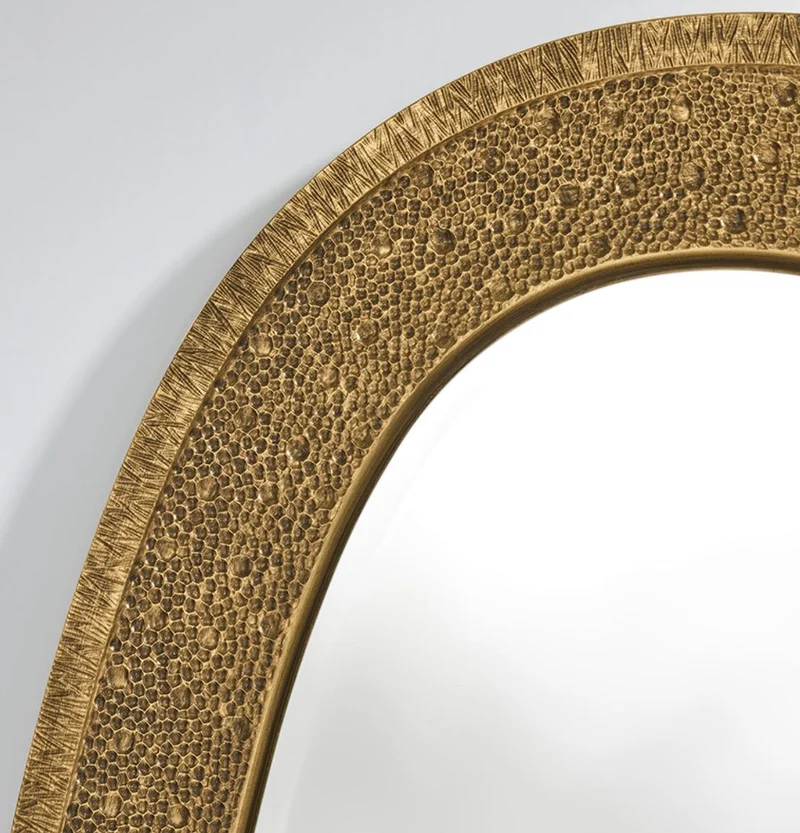 Casa Padrino Luxus Spiegel Gold 89 x 5 x H. 170 cm - Eleganter Ovaler Wandspiegel - Garderoben Spiegel - Wohnzimmer Spiegel - Luxus Deko Accessoires