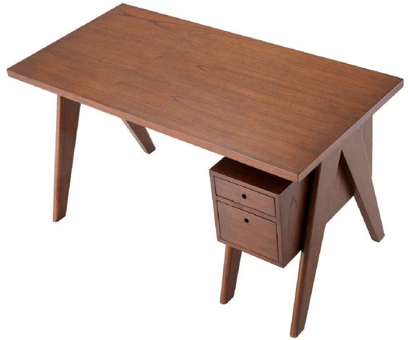 Casa Padrino Luxus Schreibtisch Braun 140 x 69 x H. 77 cm - Eleganter Massivholz Schreibtisch mit 2 Schubladen - Luxus Büro Möbel