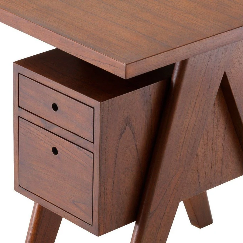 Casa Padrino Luxus Schreibtisch Braun 140 x 69 x H. 77 cm - Eleganter Massivholz Schreibtisch mit 2 Schubladen - Luxus Büro Möbel
