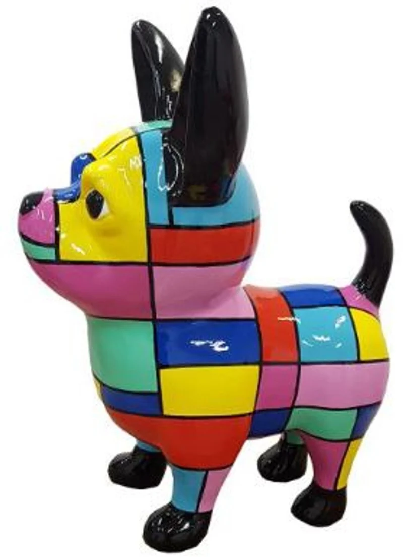 Casa Padrino Designer Dekofigur Chihuahua Hund Mehrfarbig H. 55 cm - Wetterbeständige Deko Skulptur - Wohnzimmer Deko - Garten Deko - Designer Deko Tierfigur