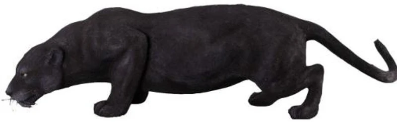 Casa Padrino Dekofigur Puma Katze Schwarz 134 x H. 40 cm - Wetterbeständige Deko Skulptur - Wohnzimmer Deko - Garten Deko - Deko Tierfigur