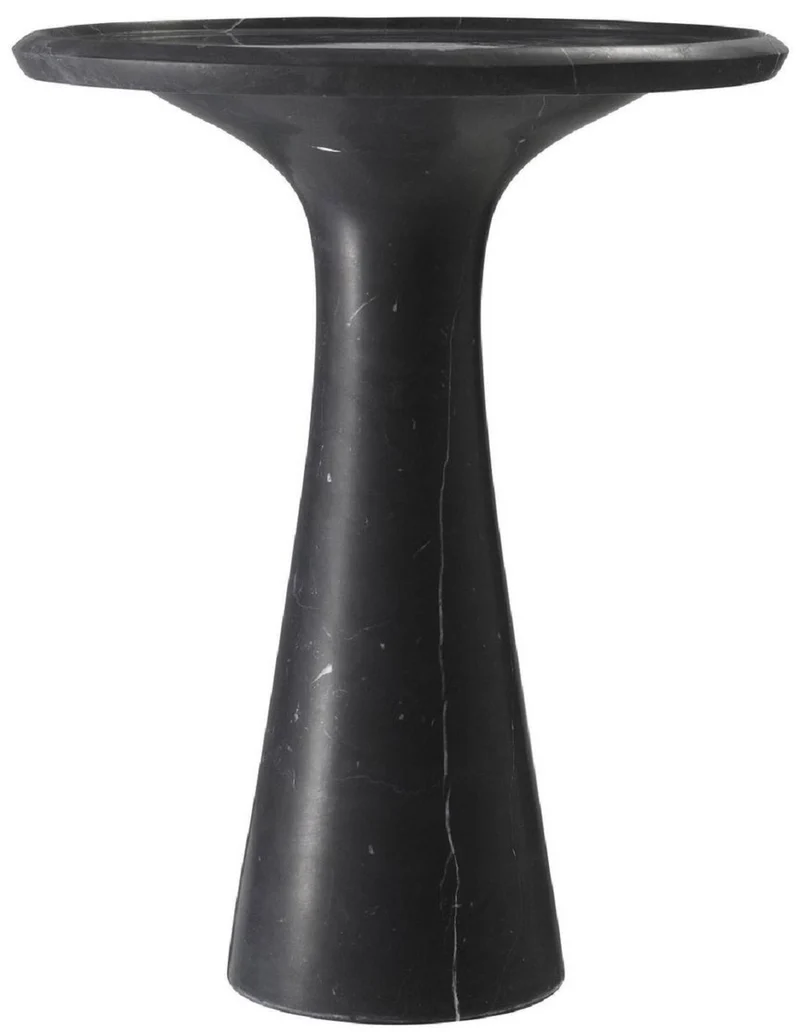 Casa Padrino Luxus Beistelltisch Schwarz Ø 46,5 x H. 60 cm - Runder Beistelltisch aus hochwertigem Marmor - Luxus Wohnzimmer Möbel