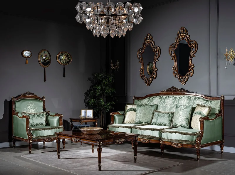 Casa Padrino Luxus Barock Sessel Hellgrün / Braun 80 x 90 x H. 119 cm - Wohnzimmer Sessel mit dekorativem Kissen - Barock Möbel