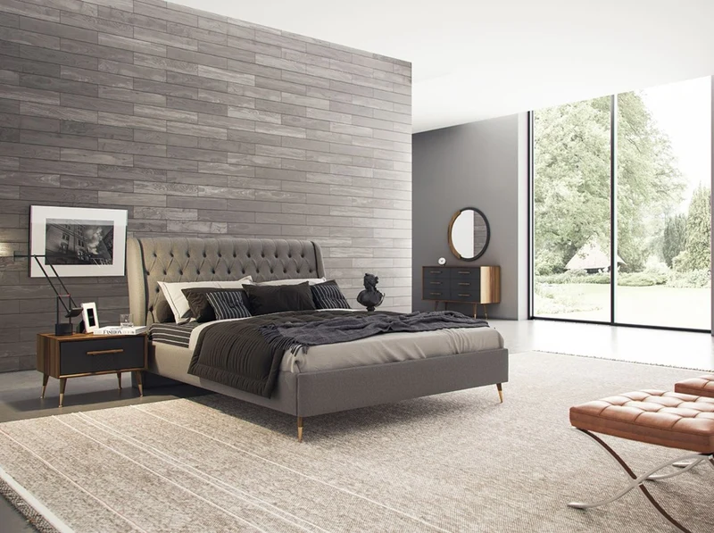 Casa Padrino Luxus Schlafzimmer Set Braun / Grau / Messingfarben - 1 Kommode mit 6 Schubladen & 1 Wandspiegel - Schlafzimmer Schrank mit Spiegel - Schlafzimmer Möbel - Luxus Kollektion