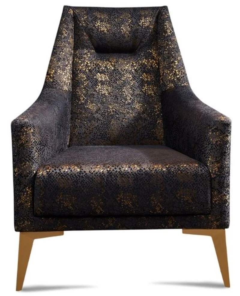 Casa Padrino Luxus Wohnzimmer Sessel Lila / Schwarz / Gold 70 x 95 x H. 96 cm - Wohnzimmer Möbel - Luxus Möbel