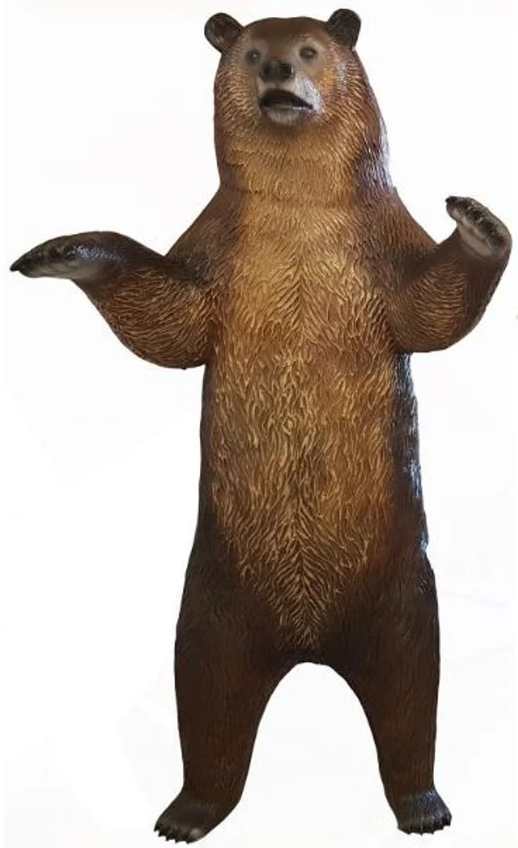 Casa Padrino Deko Skulptur Bär Braun / Schwarz 118 x H. 240 cm - Lebensgroße Deko Tierfigur - Wetterbeständige Gartendekofigur