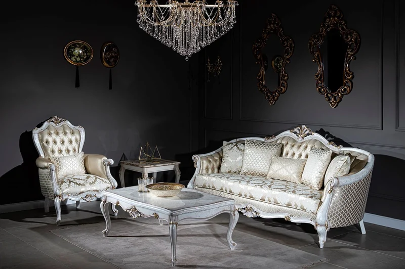 Casa Padrino Luxus Barock Couchtisch Antik Weiß / Gold 118 x 80 x H. 48 cm - Massivholz Wohnzimmertisch - Wohnzimmer Möbel im Barockstil