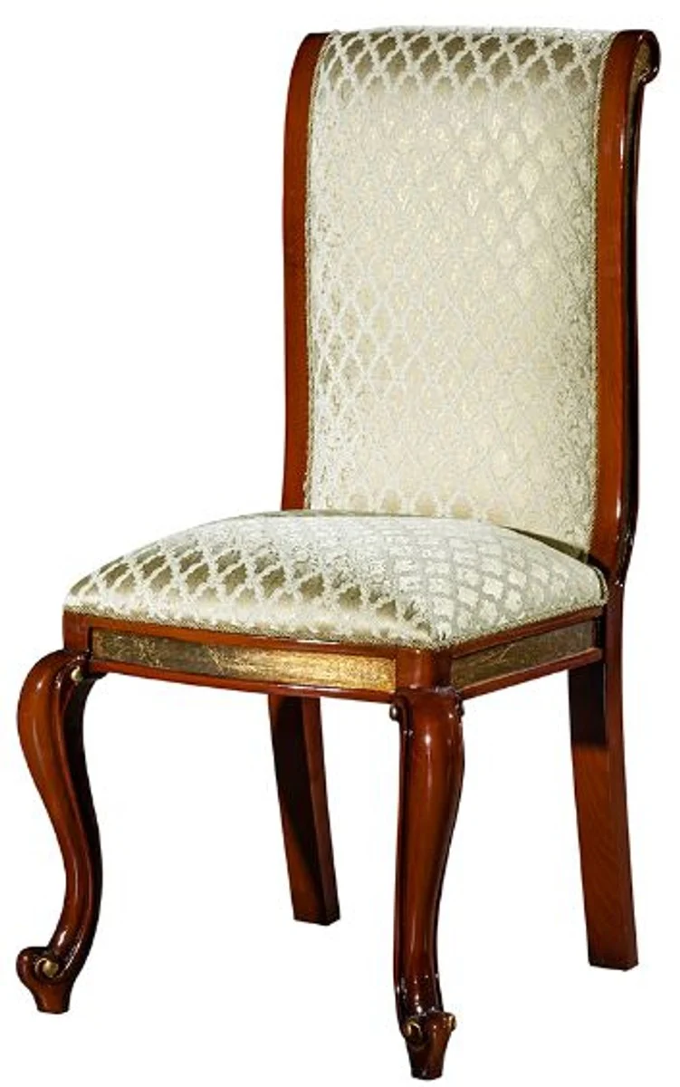 Casa Padrino Luxus Barock Esszimmer Stuhl Set Gold Muster / Braun / Gold 50 x 55 x H. 105 cm - Edles Küchen Stühle 6er Set - Barock Esszimmer Möbel