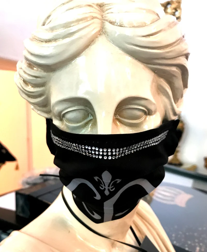 Casa Padrino Bling Bling Maske Schwarz / Silber - CP Maske mit Glitzersteinen