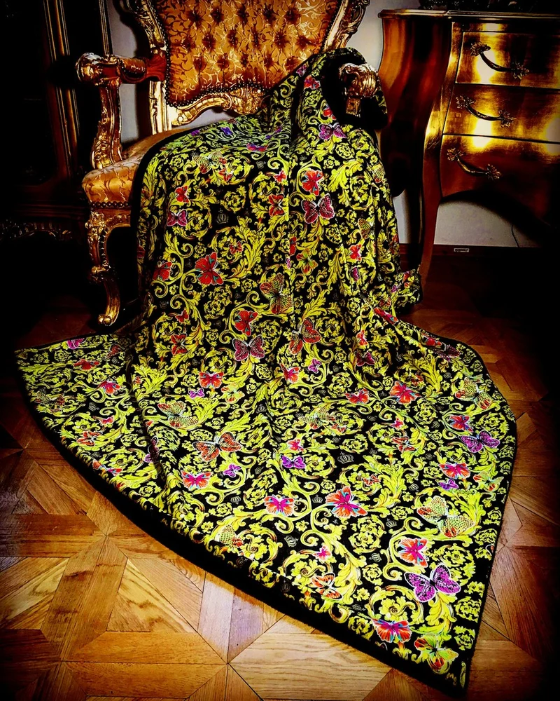 Luxus Wohndecke Pompöös by Casa Padrino Barock Butterflies & Flowers von Harald Glööckler mit Glitzersteinen