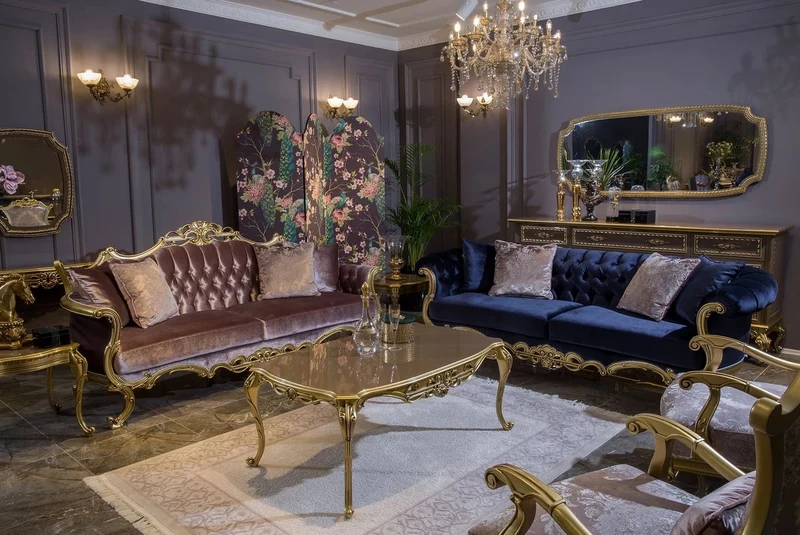 Casa Padrino Luxus Barock Wohnzimmer Sessel mit dekorativem Kissen Fliederfarben / Gold 79 x 73 x H. 110 cm - Prunkvolle Barock Möbel