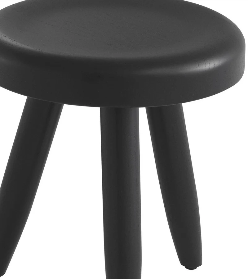 Casa Padrino Luxus Sitzhocker Schwarz Ø 31 x H. 34 cm - Massivholz Hocker - Runder Mindi Holz Sitzhocker - Luxus Möbel
