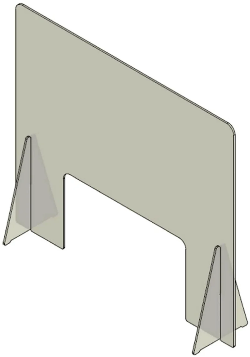 Casa Padrino Kunststoff Sicherheitsscheibe mit Durchreiche Transparent 100 x H. 70 cm - Schutz für Schreibtische und Empfangstheken