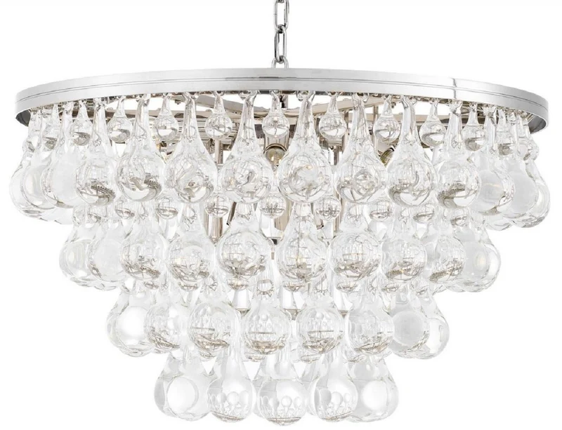 Casa Padrino Luxus Glas Kronleuchter Silber Ø 65 x H. 41 cm - Edler Wohnzimmer Kronleuchter - Luxus Qualität