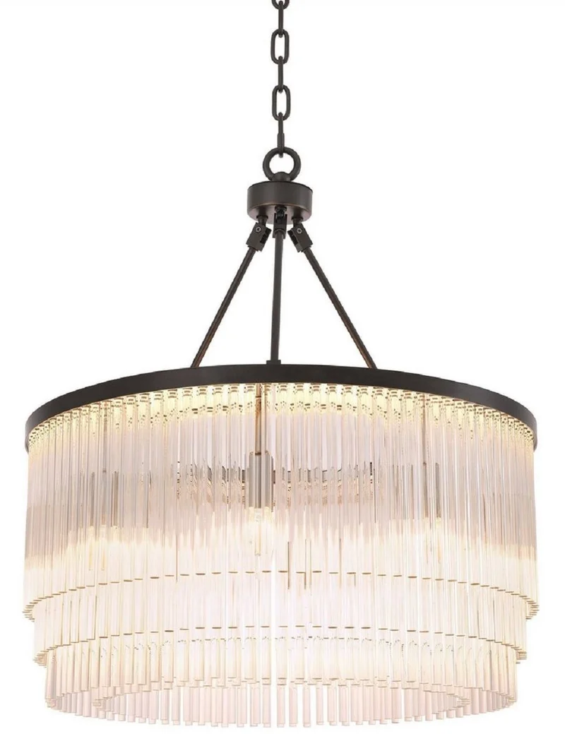 Casa Padrino Luxus Kronleuchter Bronzefarben Ø 60 x H. 68 cm - Edler Wohnzimmer Kronleuchter - Luxus Qualität