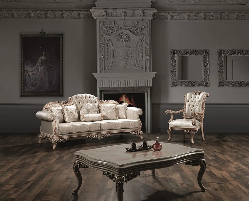 Casa Padrino Luxus Barock Sessel mit Glitzersteinen Silber / Creme / Beige 80 x 80 x H. 110 cm - Prunkvoller Wohnzimmer Sessel im Barockstil