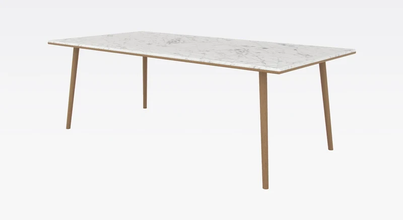 Casa Padrino Luxus Esstisch Weiß / Naturfarben 210 x 110 x H. 75 cm - Moderner Eichenholz Küchentisch mit Carrara Marmor Tischplatte - Luxus Esszimmer Möbel