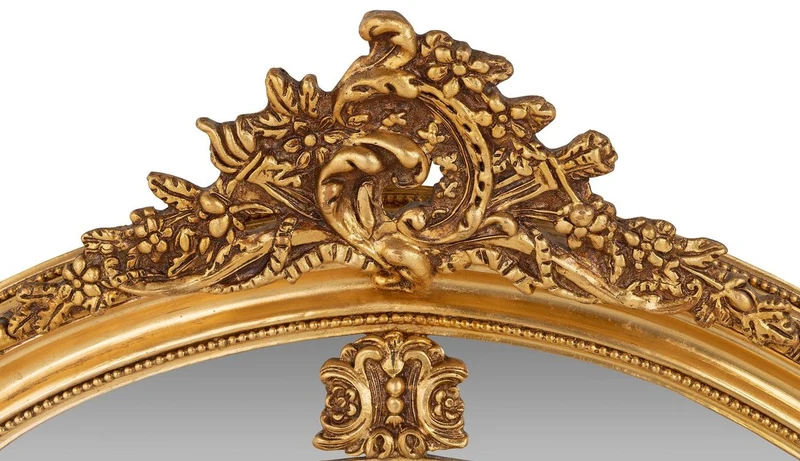 Casa Padrino Luxus Barock Wandspiegel Oval Gold 120 cm - Massiv und Schwer - Goldener Spiegel