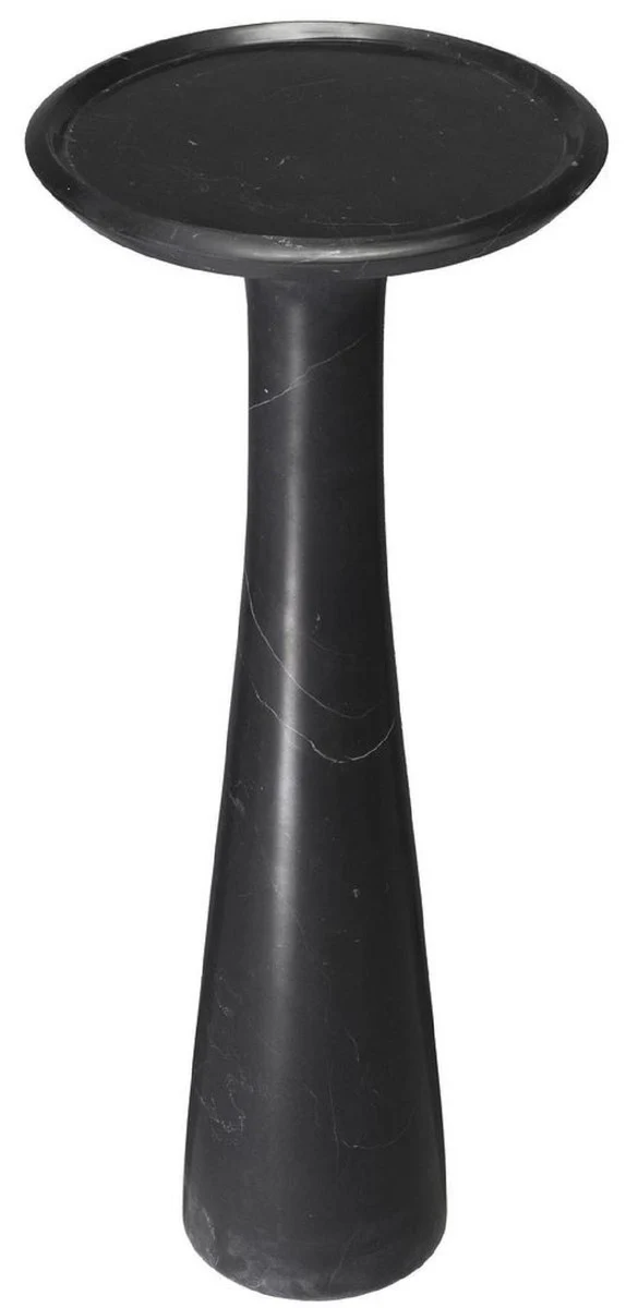Casa Padrino Luxus Beistelltisch Schwarz Ø 30 x H. 71,5 cm - Runder Beistelltisch aus hochwertigem Marmor - Luxus Wohnzimmer Möbel