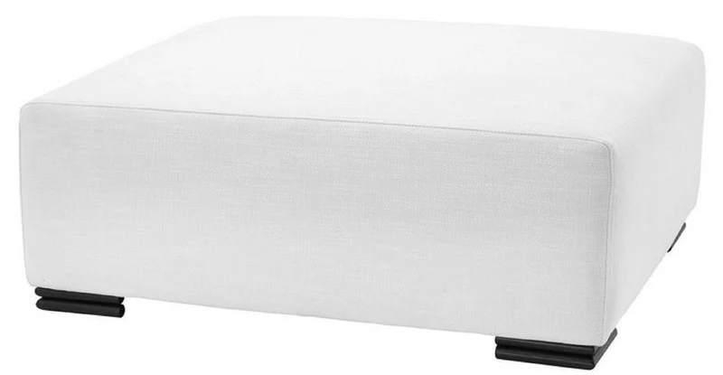 Casa Padrino Luxus Hocker Weiß / Schwarz 108 x 90 x H. 43 cm - Sitzhocker - Fußhocker - Luxus Wohnzimmer Möbel
