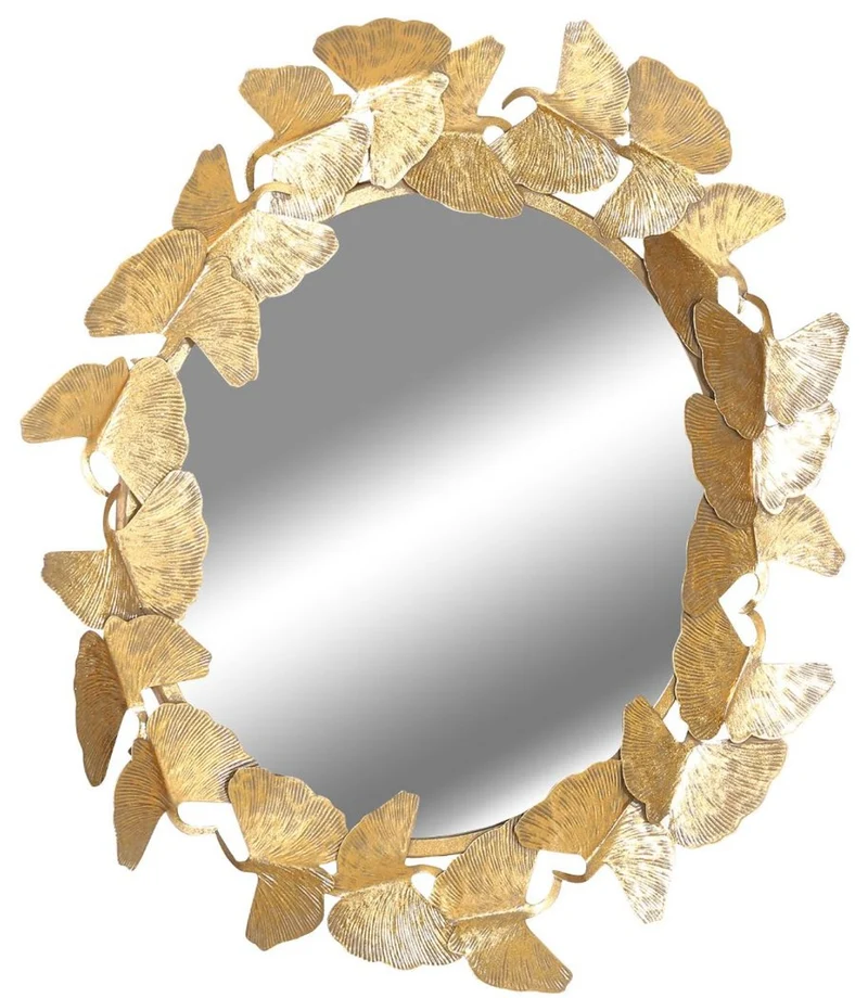 Casa Padrino Designer Spiegel Gold Ø 83 cm - Moderner pulverbeschichteter Metall Wandspiegel - Deko Accessoires