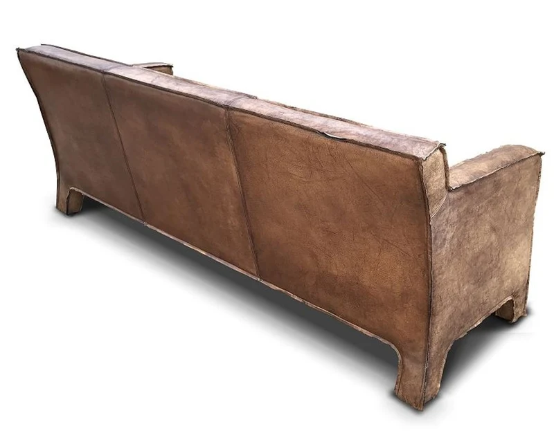 Casa Padrino Vintage Luxus Echtleder Lounge Sofa Braun 185 cm - Luxus Wohnzimmer Leder Couch Möbel Büffelleder
