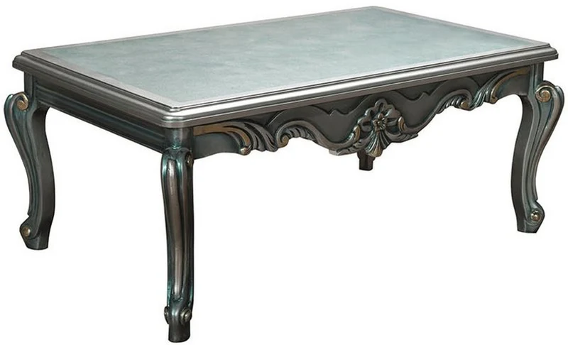 Casa Padrino Luxus Barock Wohnzimmer Set Grau / Grün / Gold - 2 Sofas & 2 Sessel & 1 Couchtisch - Wohnzimmermöbel im Barockstil - Edel & Prunkvoll