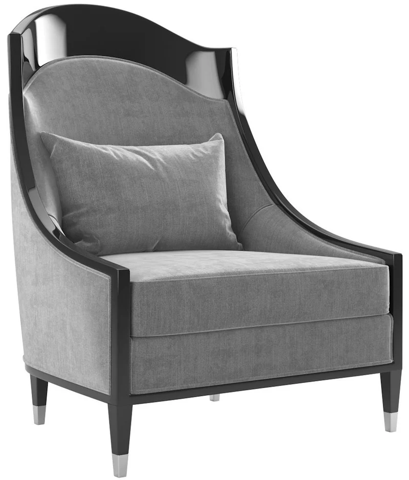 Casa Padrino Luxus Art Deco Wohnzimmer Sessel Grau / Schwarz / Silber 80 x 85 x H. 110 cm - Luxus Qualität - Art Deco Möbel