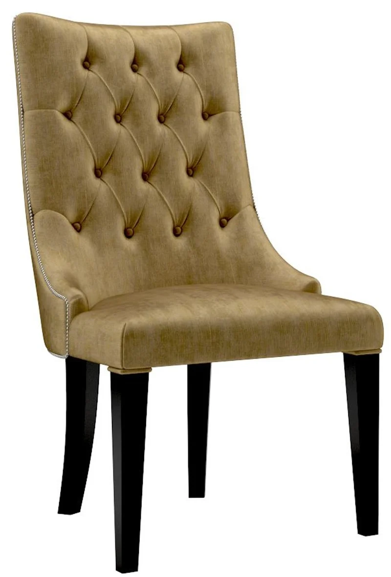 Casa Padrino Luxus Barock Esszimmer Stuhl Set Gold / Schwarz / Silber 54 x 55 x H. 110 cm - Edle Küchen Stühle mit Samtstoff - Barock Stühle 6er Set - Esszimmer Möbel