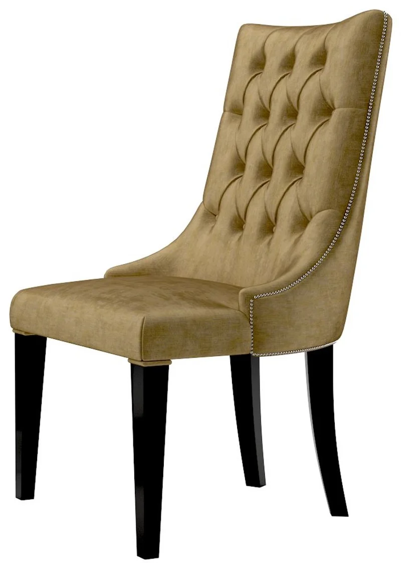 Casa Padrino Luxus Barock Esszimmer Stuhl Set Gold / Schwarz / Silber 54 x 55 x H. 110 cm - Edle Küchen Stühle mit Samtstoff - Barock Stühle 6er Set - Esszimmer Möbel